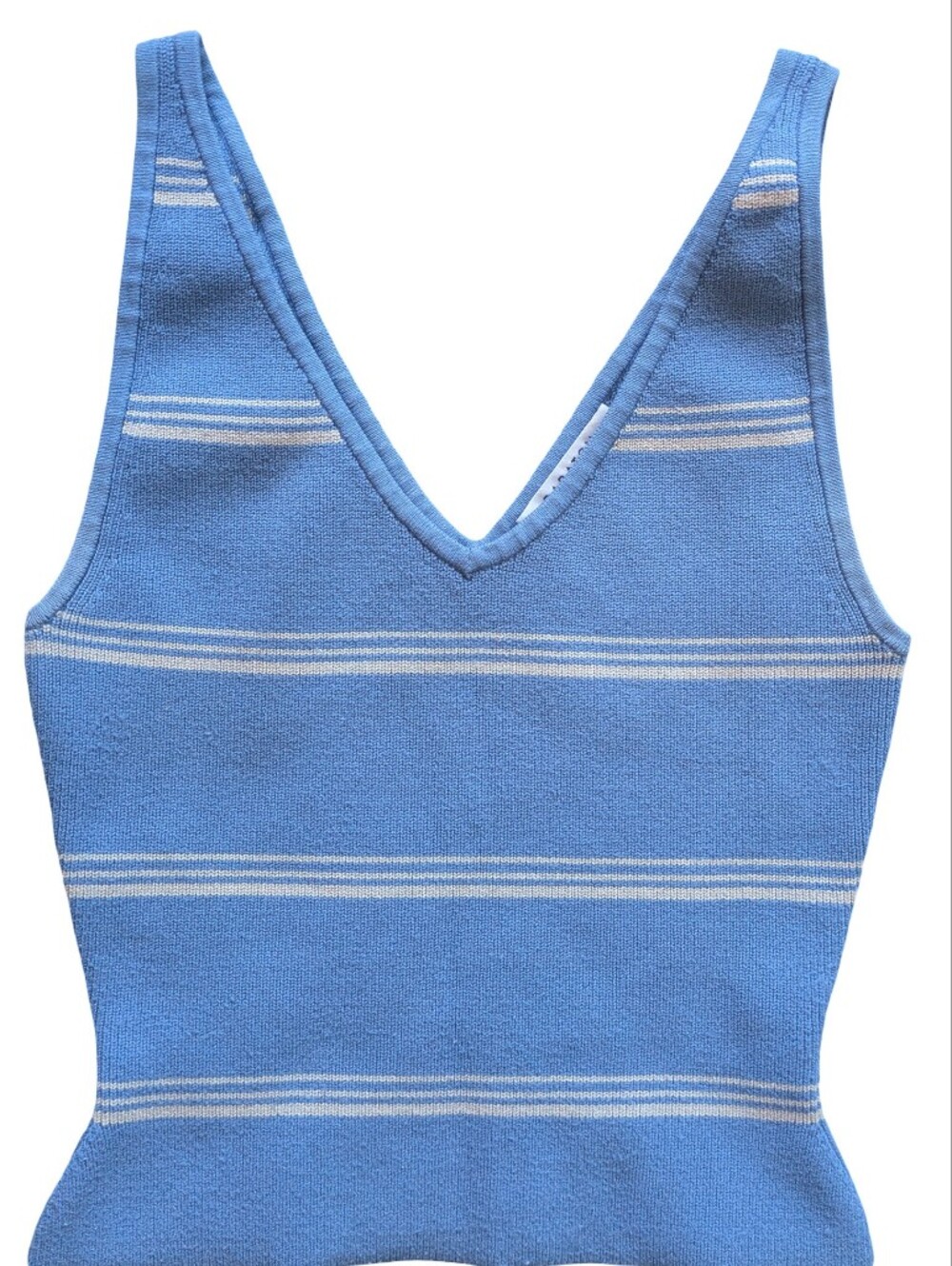 Babaton Aritzia Double V Sweater Ribbed Tank Top XS Boho Classic Nautical